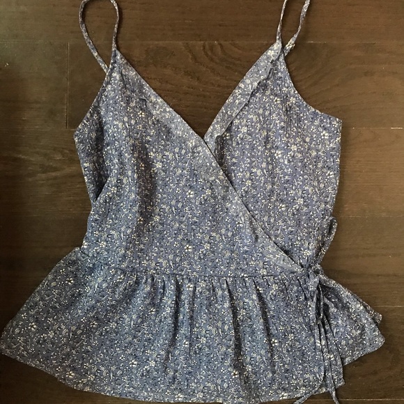 Abercrombie & Fitch Tops - Abercrombie & Fitch Blue Floral Peplum Wrap Tank